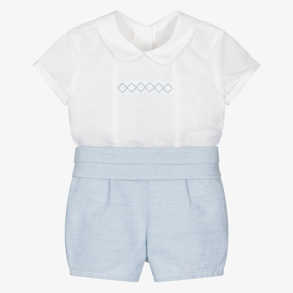 Mayoral Для новорожденных-Baby Boys Ivory & Blue Buster Suit | Childrensalon