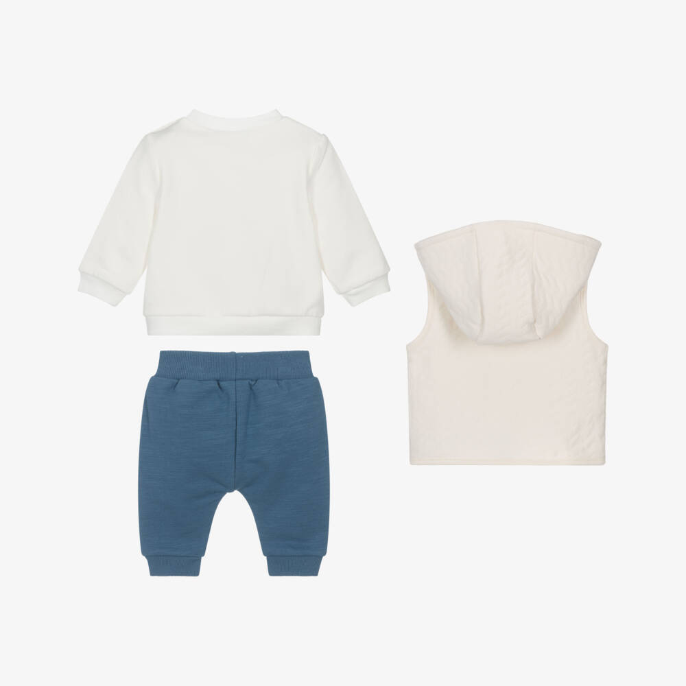 Mayoral Newborn-Baby Boys Ivory & Blue Outer Space Tracksuit Set | Childrensalon