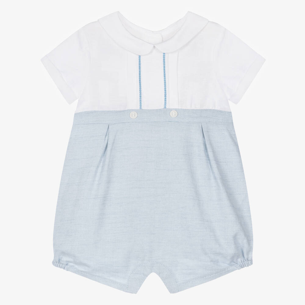 Mayoral Newborn-Baby Boys Ivory & Blue Shortie | Childrensalon