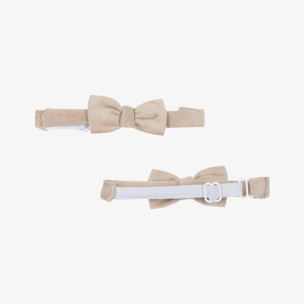 Mayoral Newborn-Baby Boys Ivory Cotton Shirt & Beige Bow Tie | Childrensalon