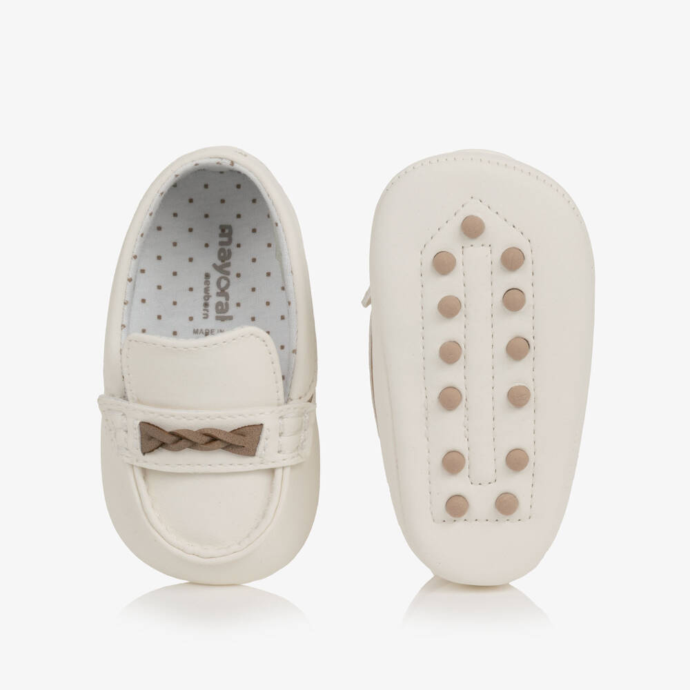 Mayoral Newborn-Baby Boys Ivory Pre-Walker Loafers | Childrensalon