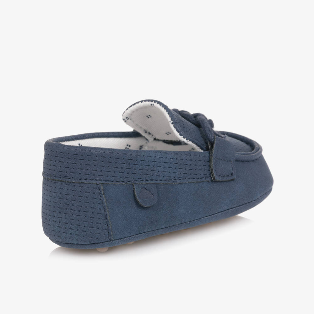 Mayoral Newborn-Baby Boys Navy Blue Faux Leather Pre-Walker Shoes | Childrensalon