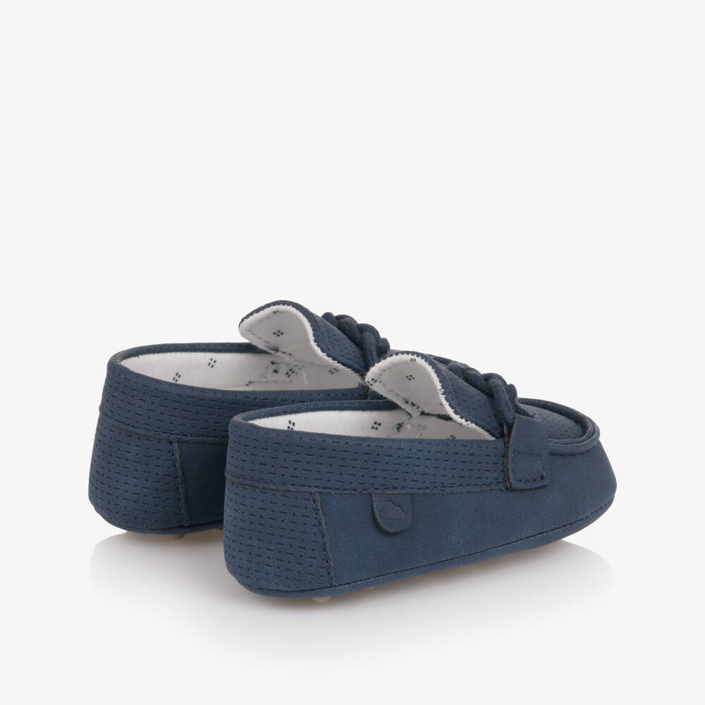 Mayoral Newborn-Baby Boys Navy Blue Faux Leather Pre-Walker Shoes | Childrensalon