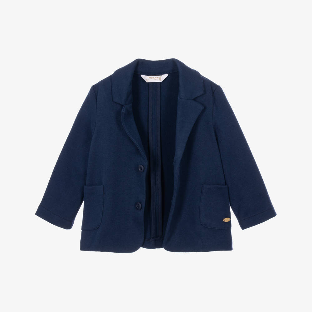 Mayoral Newborn-Baby Boys Navy Blue Jersey Blazer | Childrensalon