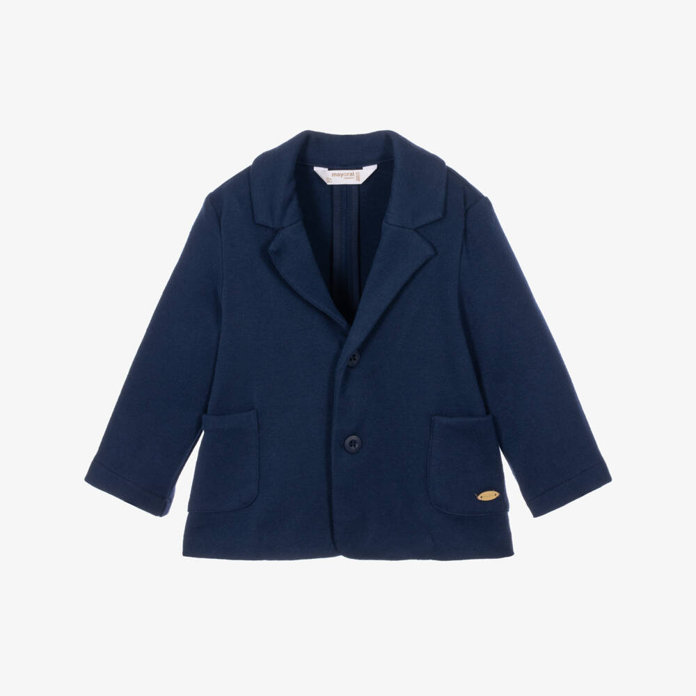 Mayoral Newborn-Baby Boys Navy Blue Jersey Blazer | Childrensalon