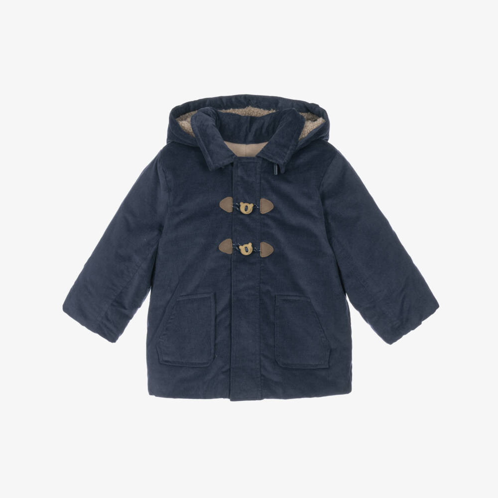 Mayoral Newborn-Baby Boys Navy Blue Needlecord Duffle Coat | Childrensalon