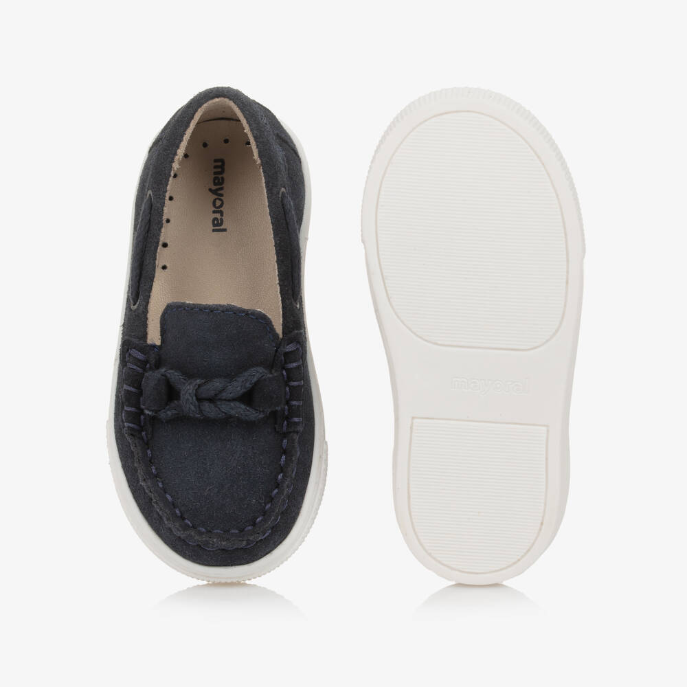 Mayoral-Baby Boys Navy Blue Suede Leather Loafers | Childrensalon