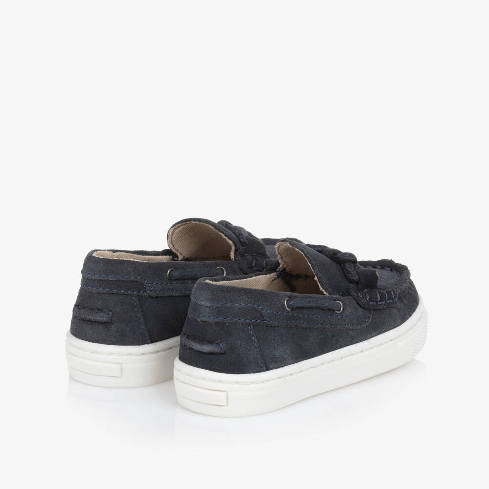 Mayoral-Baby Boys Navy Blue Suede Leather Loafers | Childrensalon