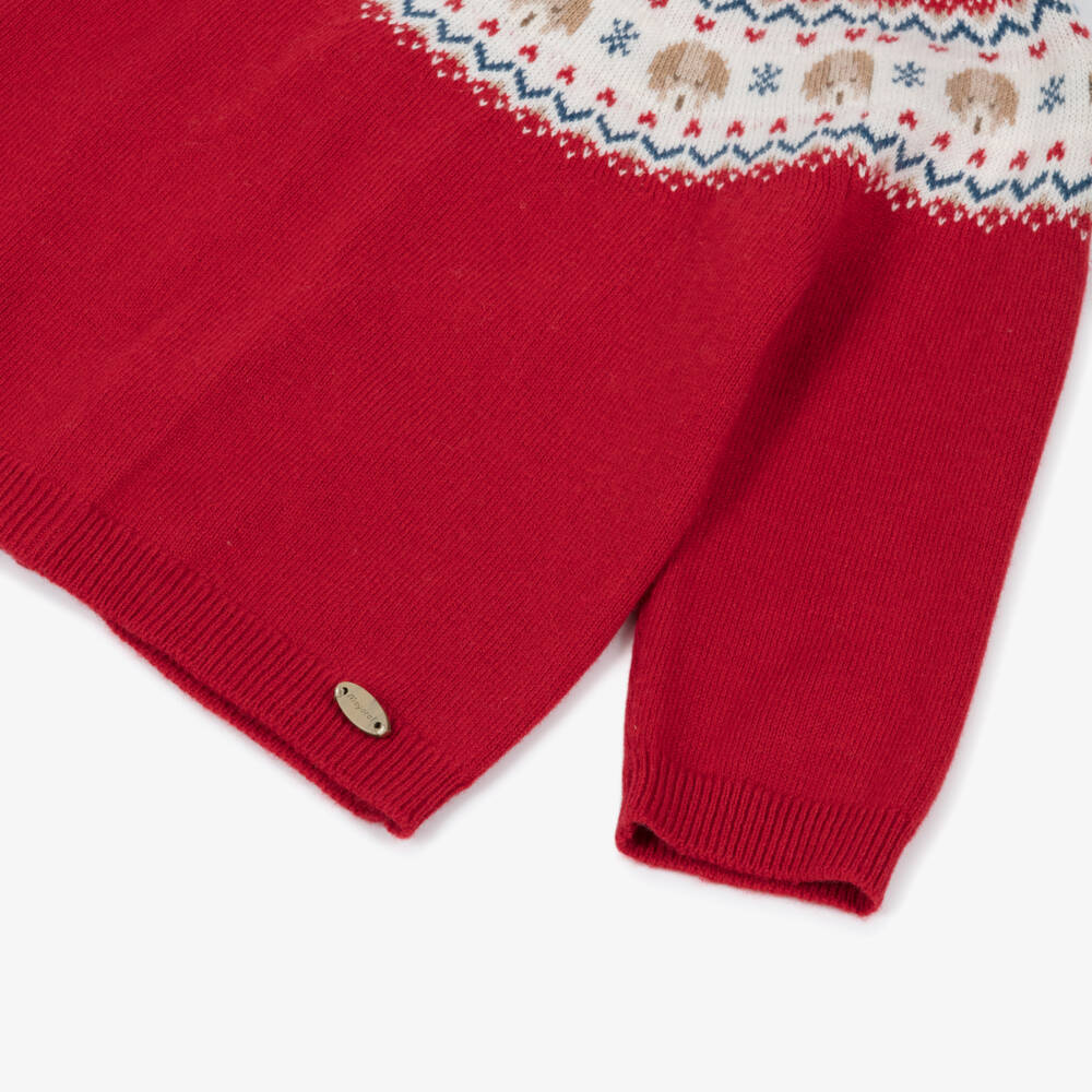 Mayoral Newborn-Baby Boys Red Knitted Fair Isle Jumper | Childrensalon