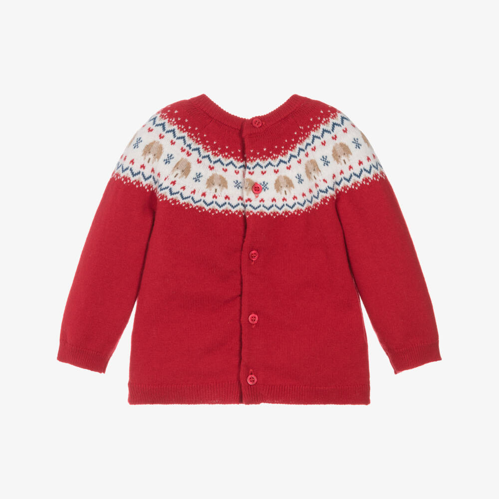 Mayoral Newborn-Baby Boys Red Knitted Fair Isle Jumper | Childrensalon