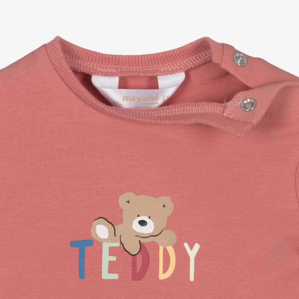 Mayoral Для новорожденных-Baby Boys Terracotta Red Cotton Shorts Set with Teddy Print | Childrensalon