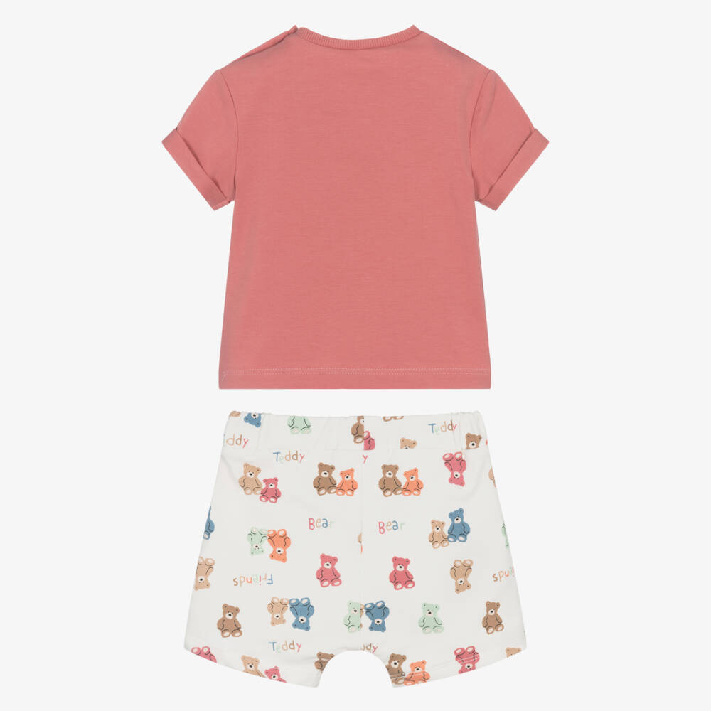 Mayoral Для новорожденных-Baby Boys Terracotta Red Cotton Shorts Set with Teddy Print | Childrensalon