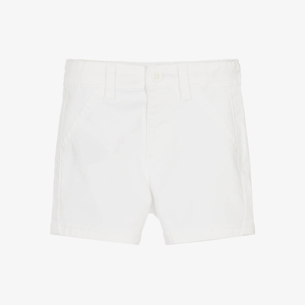 Mayoral Newborn-Baby Boys White Chino Style Cotton Shorts | Childrensalon