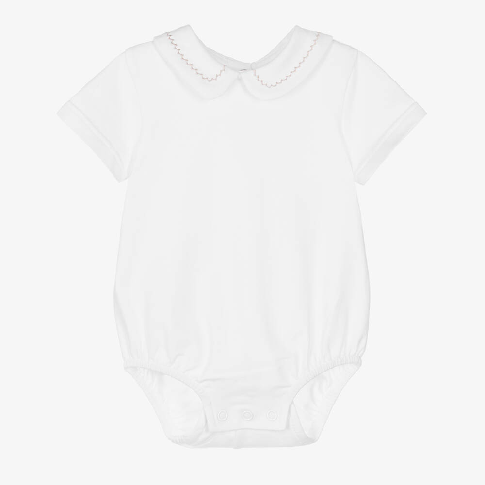 Mayoral Newborn-أفارول بأكمام قصيرة قطن لون أبيض للأولاد الرضع | Childrensalon