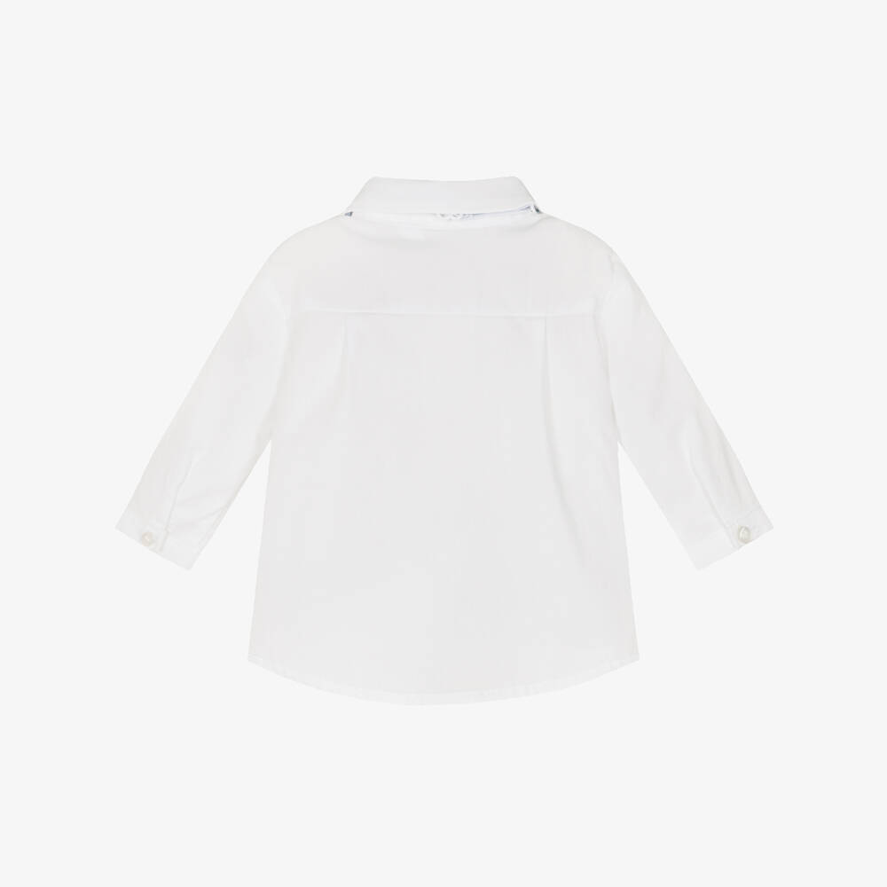 Mayoral Newborn-قميص بربطة عنق قطن لون أبيض للأولاد الرضع | Childrensalon