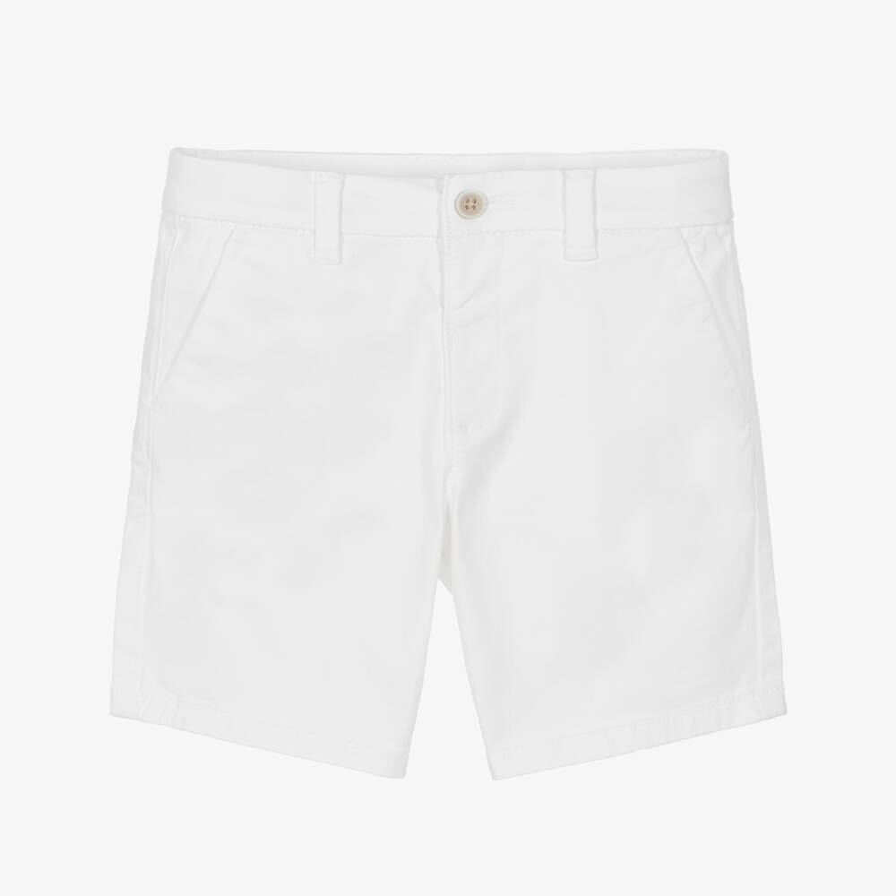 Mayoral-Baby Boys White Cotton Twill Chino Style Shorts | Childrensalon