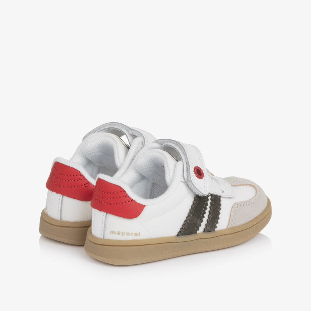 Mayoral-Baby Boys White Trainers with Suede Leather Trims | Childrensalon