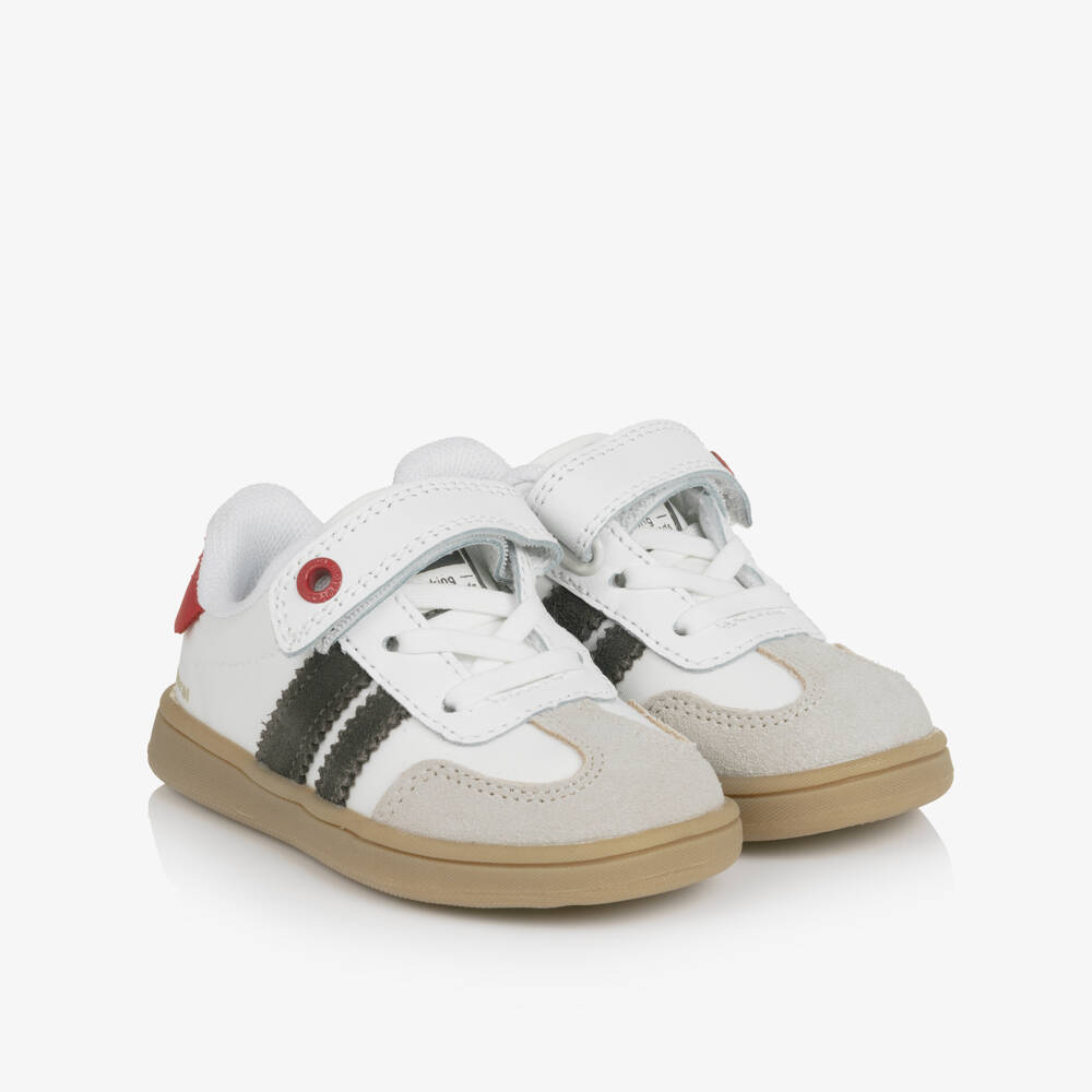 Mayoral-Baby Boys White Trainers with Suede Leather Trims | Childrensalon