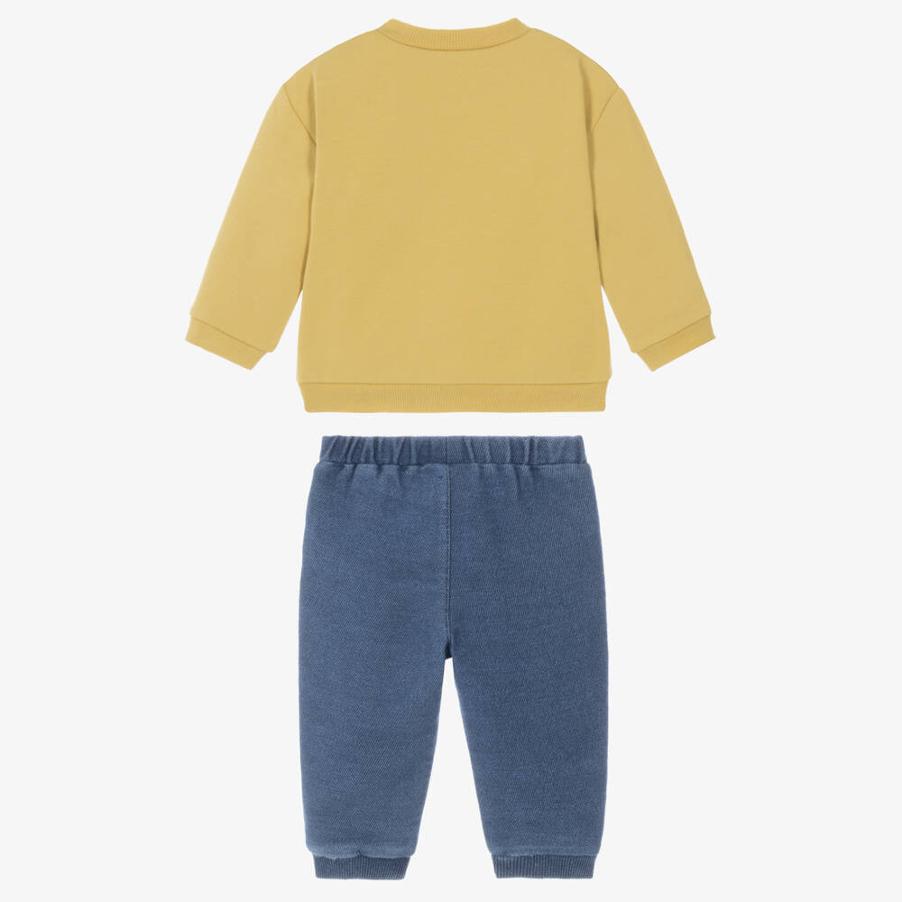 Mayoral Для новорожденных-Baby Boys Yellow & Blue Farm Trouser Set | Childrensalon
