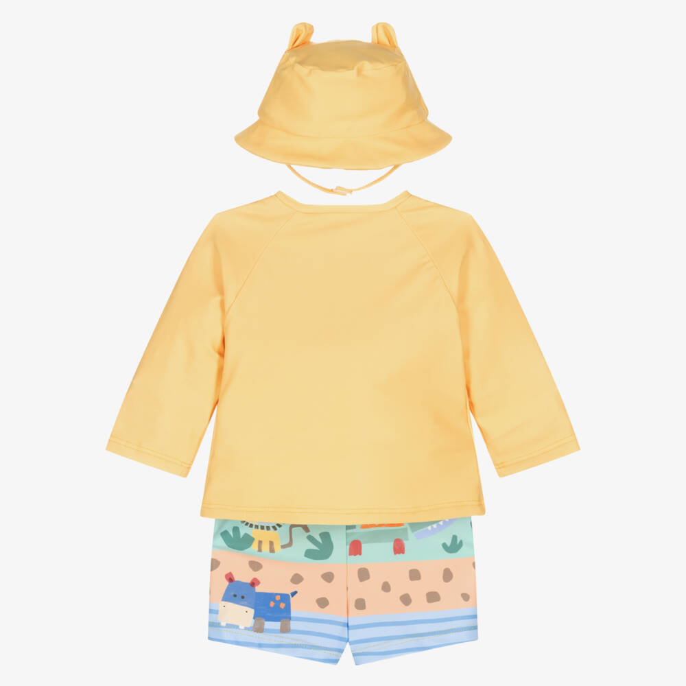 Mayoral Newborn-Baby Boys Yellow Lion Print Beach Set | Childrensalon
