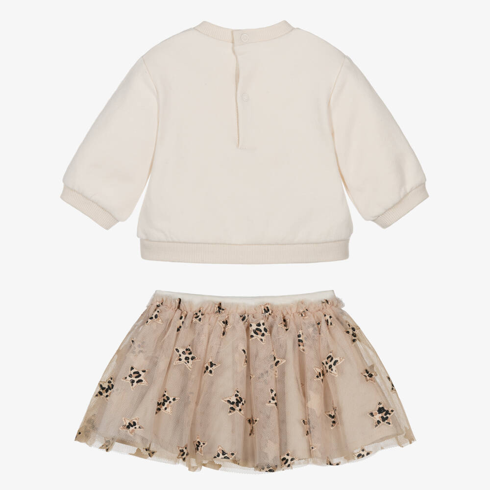 Mayoral Newborn-طقم تنورة تول وقطن لون بيج للبنات الرضع | Childrensalon