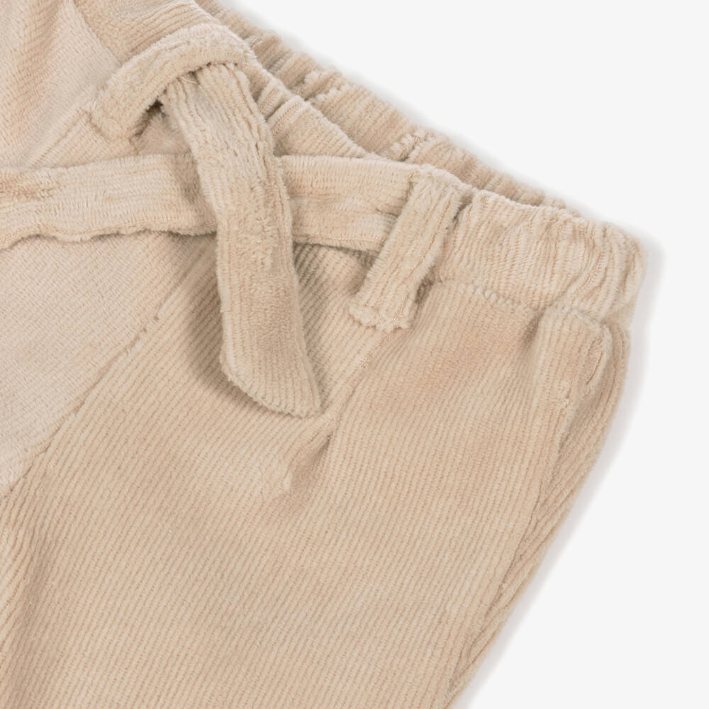 Mayoral Newborn-Baby Girls Beige Velour Corduroy Trousers | Childrensalon