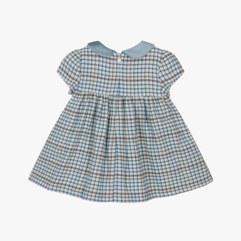 Mayoral Для новорожденных-Baby Girls Blue & Beige Houndstooth Dress | Childrensalon