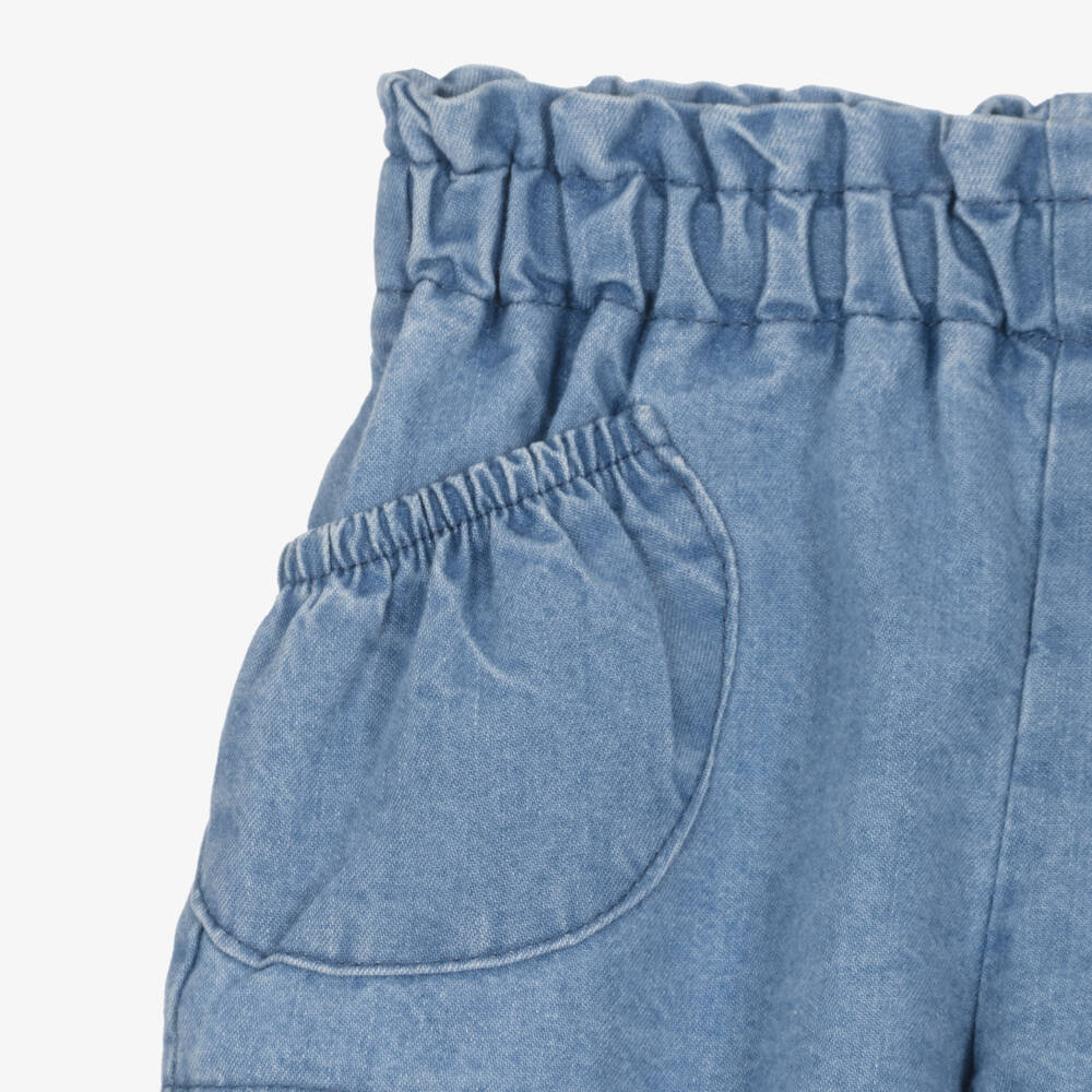 Mayoral Newborn-Baby Girls Blue Cotton Shorts with Patch Pockets | Childrensalon