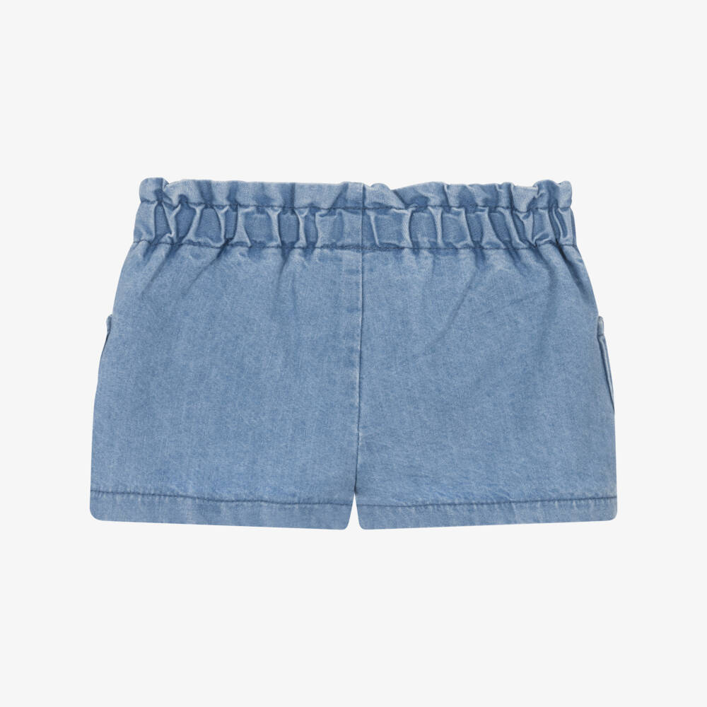Mayoral Newborn-Baby Girls Blue Cotton Shorts with Patch Pockets | Childrensalon