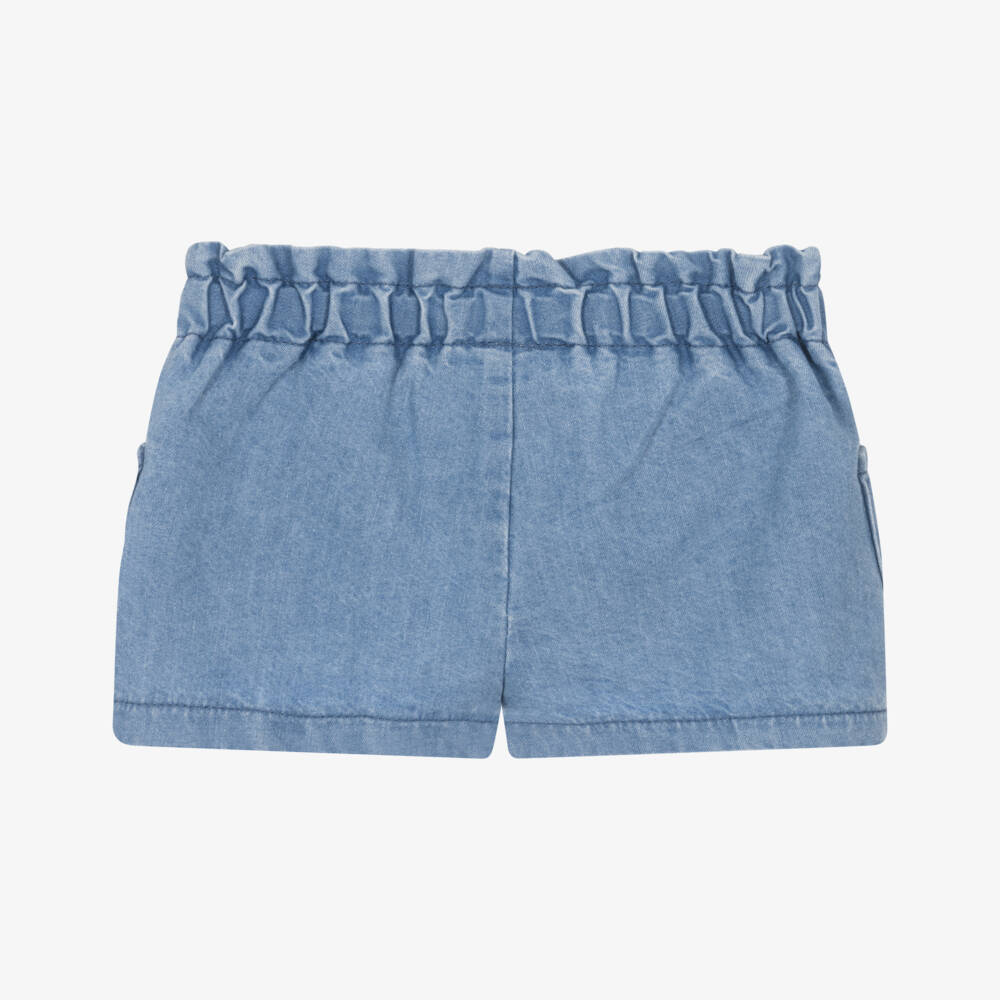 Mayoral Newborn-Baby Girls Blue Cotton Shorts with Patch Pockets | Childrensalon