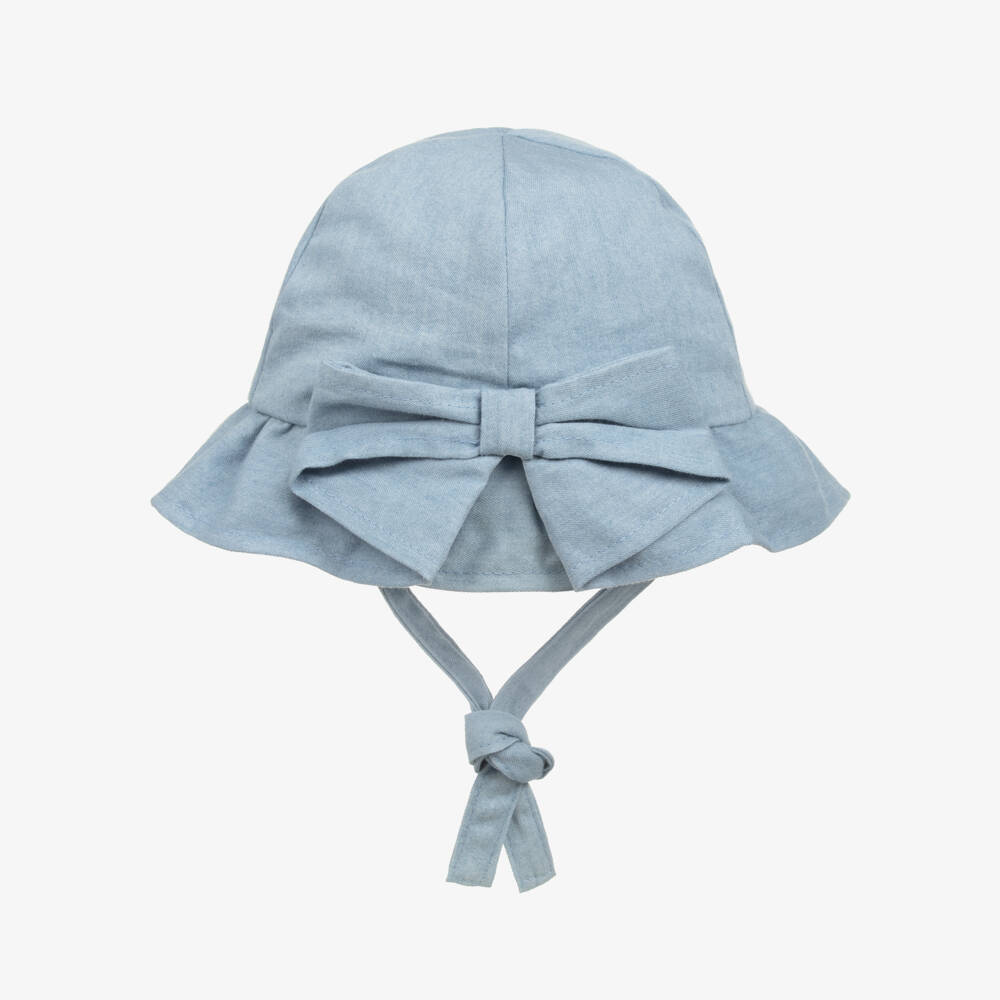 Mayoral Newborn-Baby Girls Blue Cotton Sun Hat | Childrensalon
