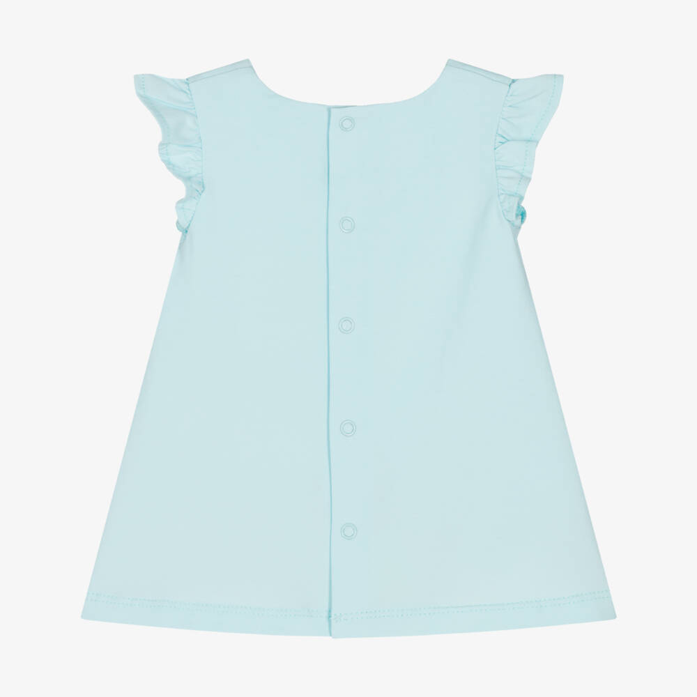 Mayoral Для новорожденных-Baby Girls Blue Cotton Sunshine & Flowers Dress | Childrensalon