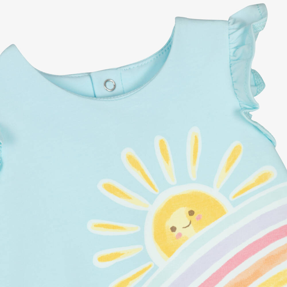 Mayoral Для новорожденных-Baby Girls Blue Cotton Sunshine & Flowers Dress | Childrensalon