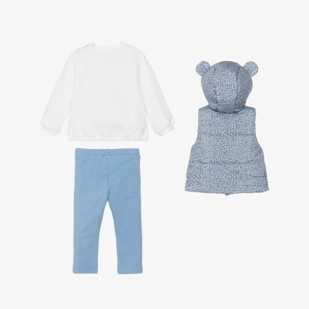 Mayoral Для новорожденных-Baby Girls Blue Trouser Set with Puffer Gilet | Childrensalon
