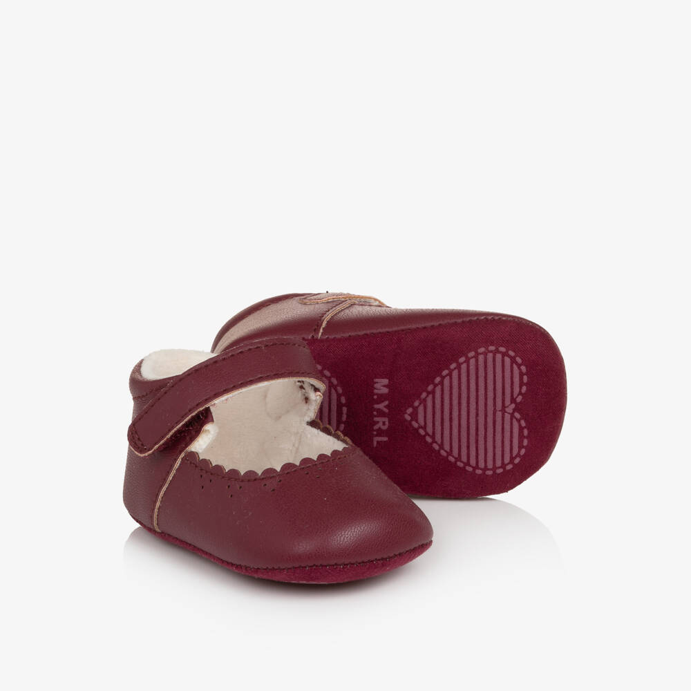 Mayoral Newborn-Baby Girls Burgundy Mary Jane Pre-Walker Shoes | Childrensalon