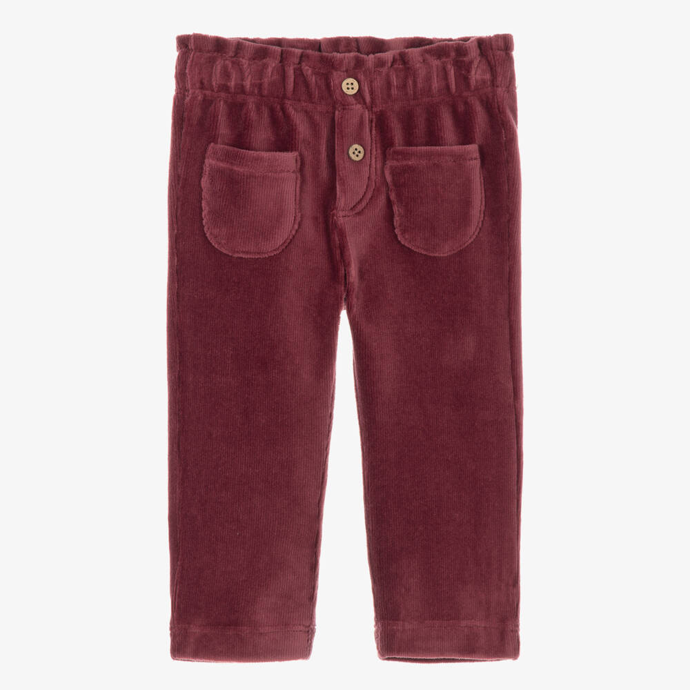 Mayoral Для новорожденных-Baby Girls Burgundy Red Trousers in Needlecord | Childrensalon