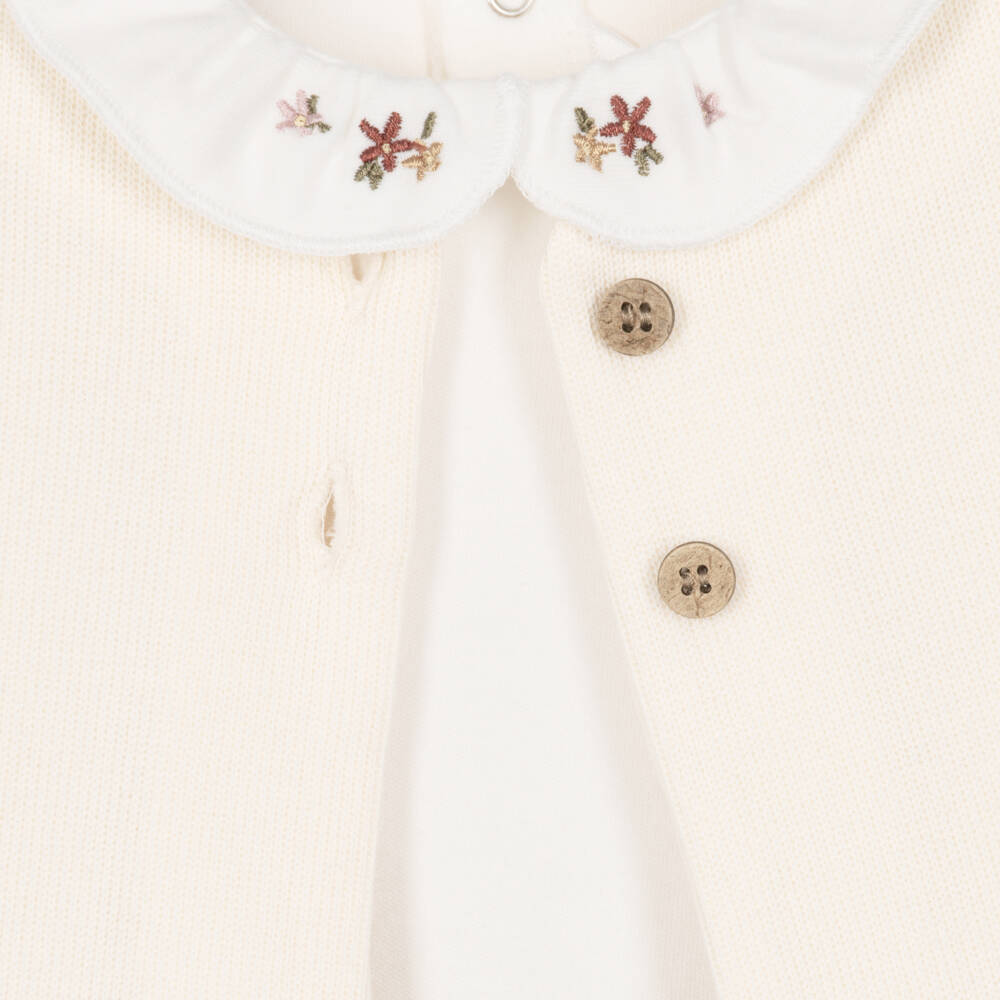Mayoral Newborn-Baby Girls Floral Corduroy Skirt Set in Cream | Childrensalon