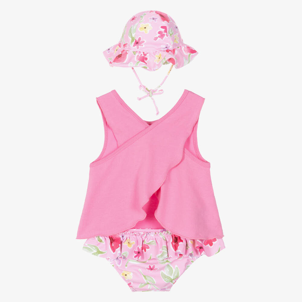 Mayoral Newborn-Baby Girls Floral Print Beach Set (UPF40+) | Childrensalon