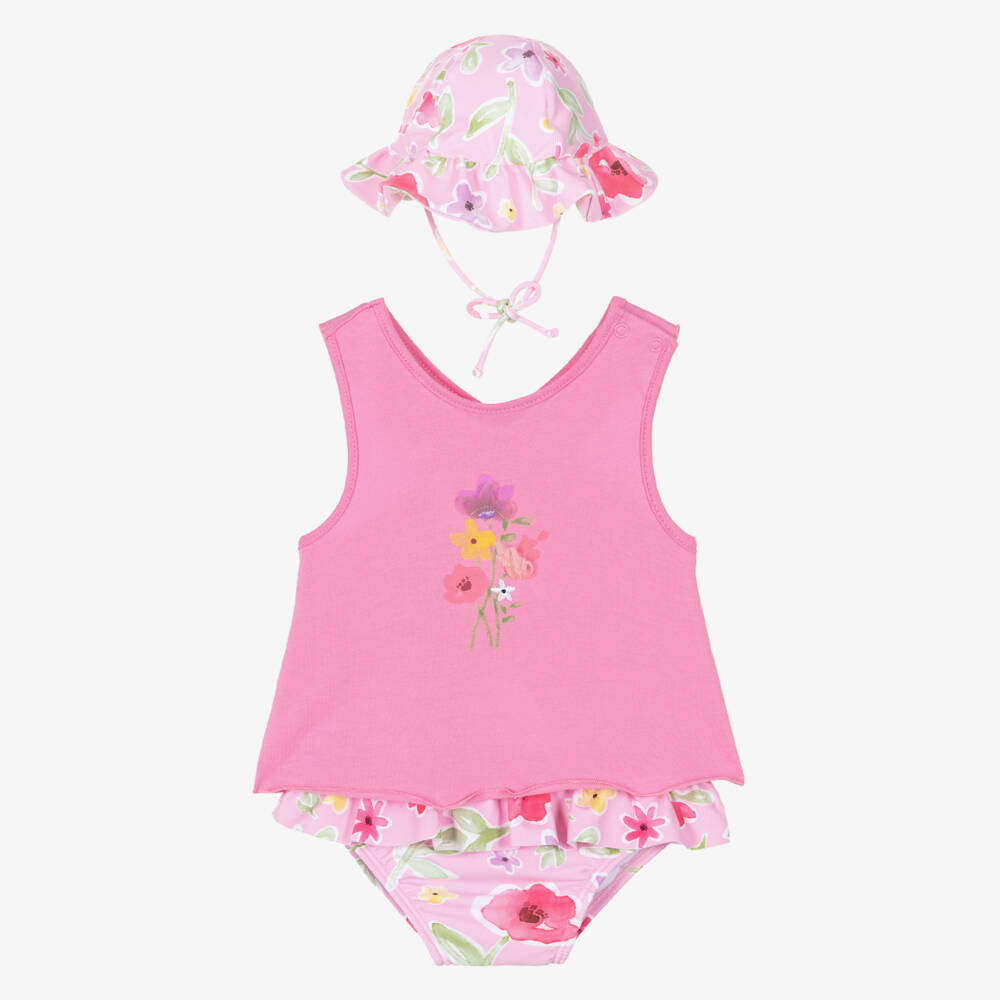 Mayoral Newborn-Baby Girls Floral Print Beach Set (UPF40+) | Childrensalon