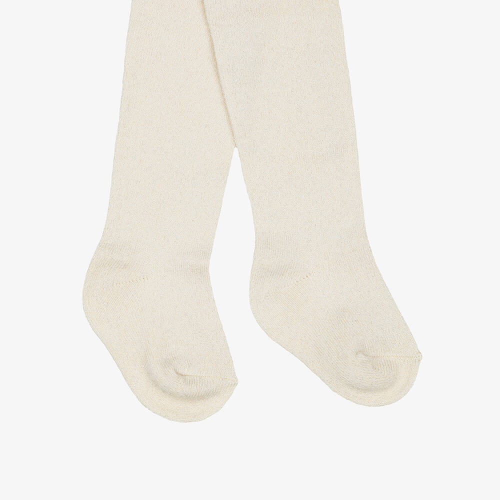 Mayoral Newborn-Baby Girls Glittery Champagne Gold Tights | Childrensalon