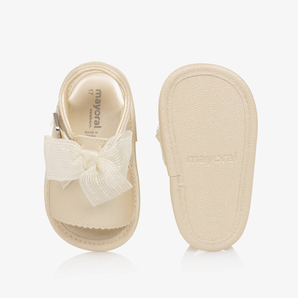 Mayoral Newborn-Baby Girls Gold Faux Leather Pre-Walker Sandals | Childrensalon