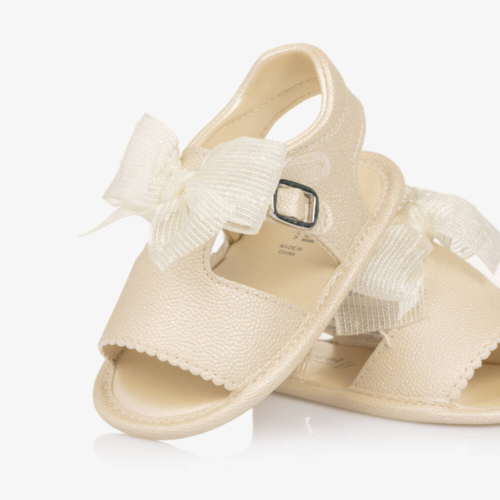 Mayoral Newborn-Baby Girls Gold Faux Leather Pre-Walker Sandals | Childrensalon