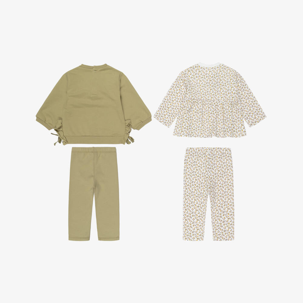 Mayoral Newborn-Baby Girls Green Cotton Jersey Leggings Sets (2 Pack) | Childrensalon