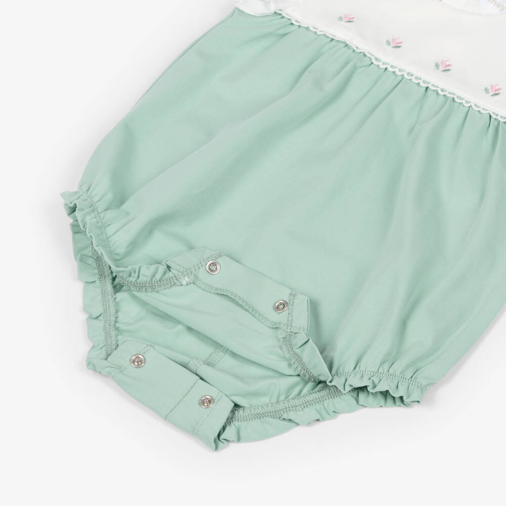 Mayoral Newborn-Baby Girls Green Cotton Shortie & Hat Set | Childrensalon