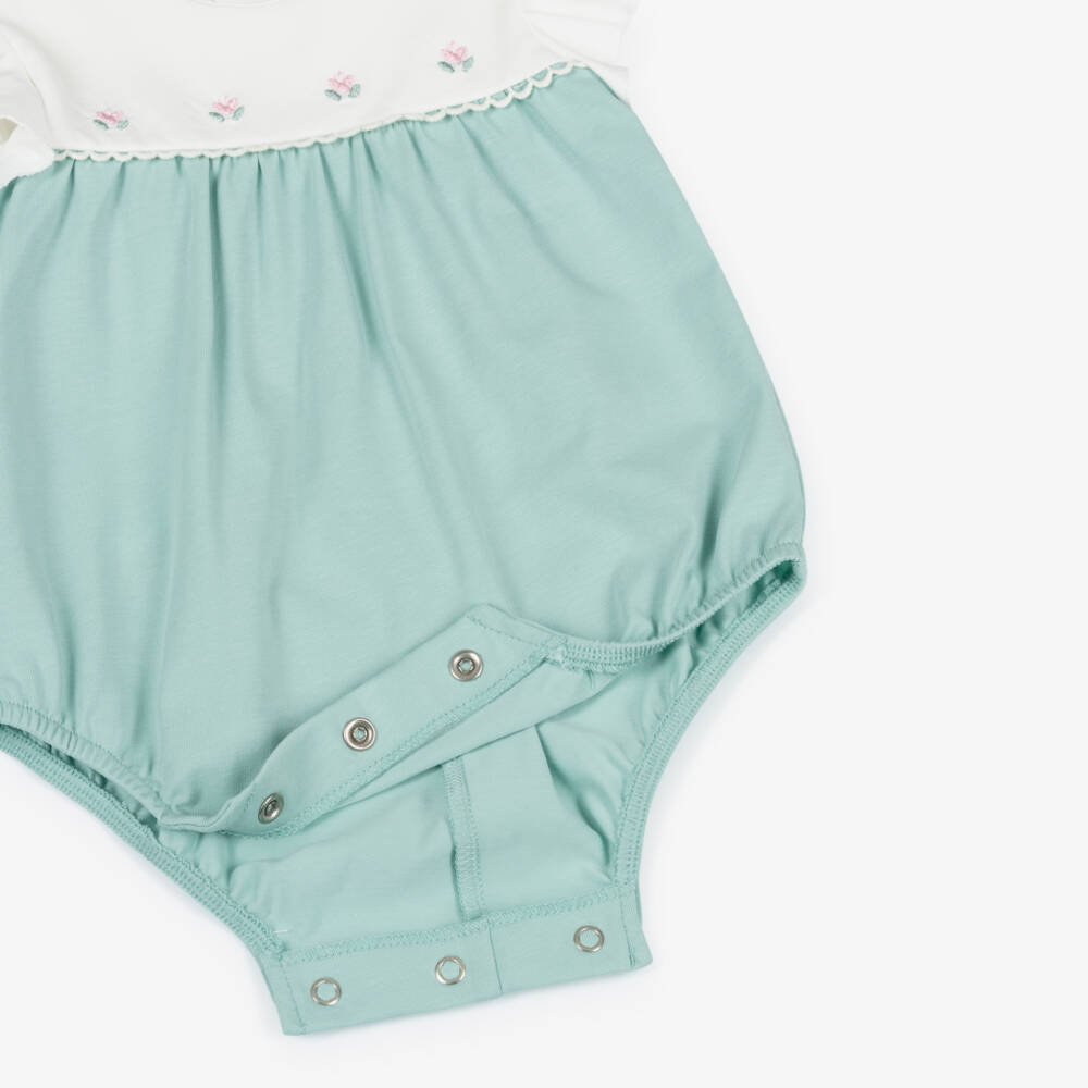 Mayoral Для новорожденных-Baby Girls Green Cotton Shortie & Hat Set | Childrensalon