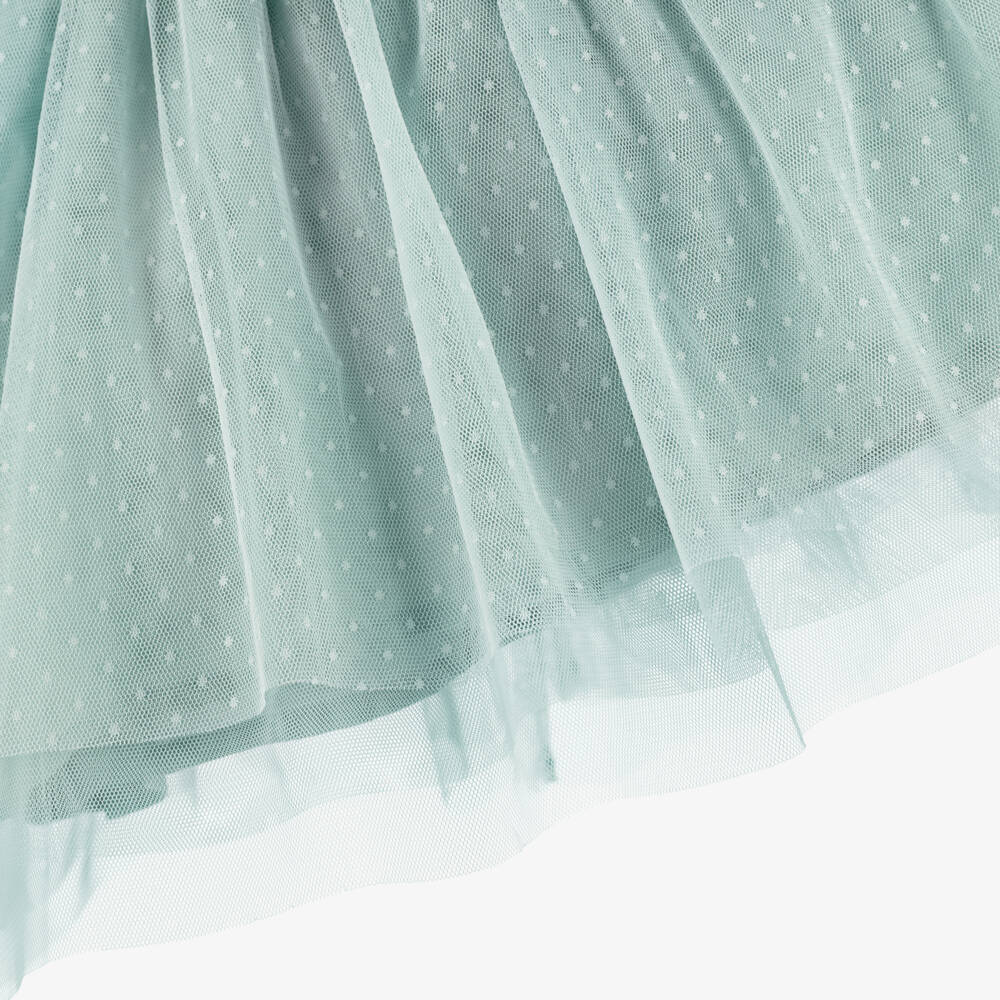 Mayoral-Baby Girls Green Spotted Tulle Dress Set with Ruffles | Childrensalon