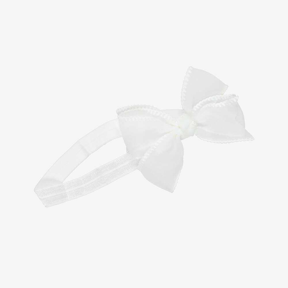 Mayoral Newborn-Baby Girls Ivory Bow Headband & Hair Clip Set | Childrensalon