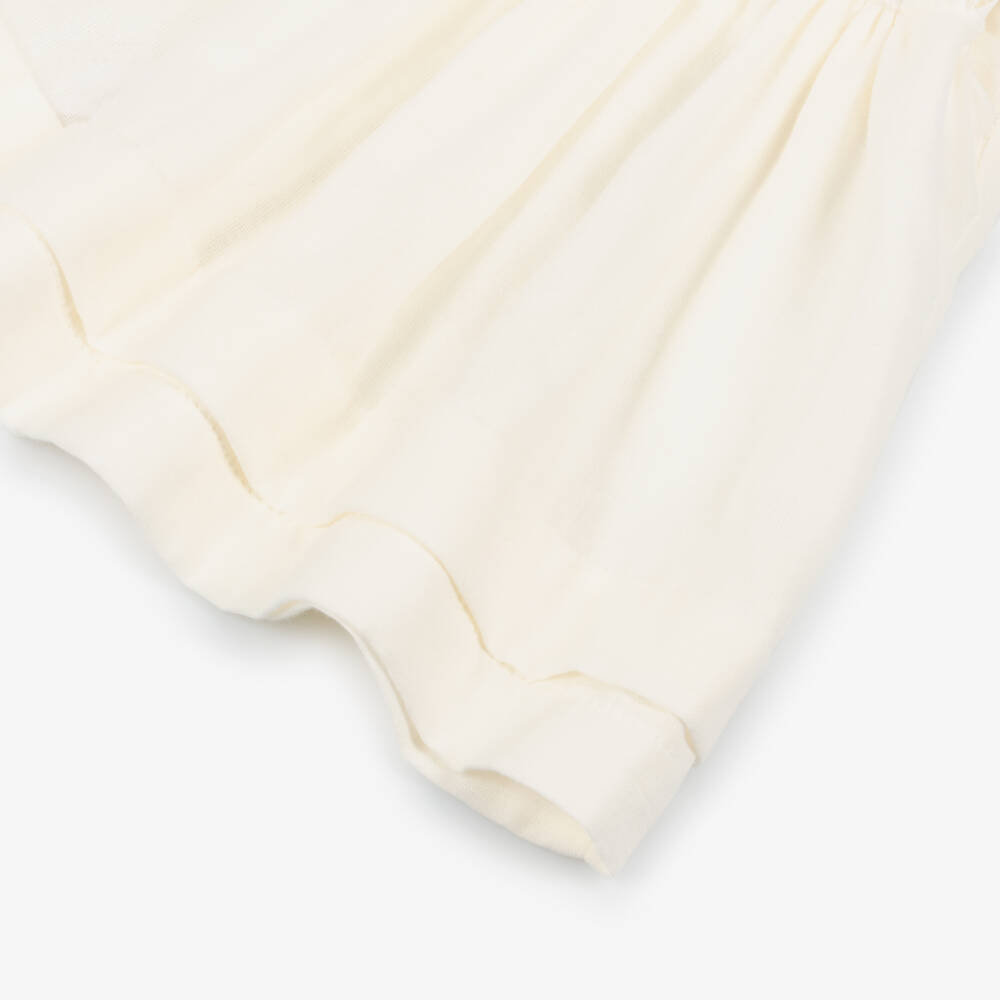 Mayoral Newborn-Baby Girls Ivory Cotton Dress with Crochet Trim & Ruffles | Childrensalon