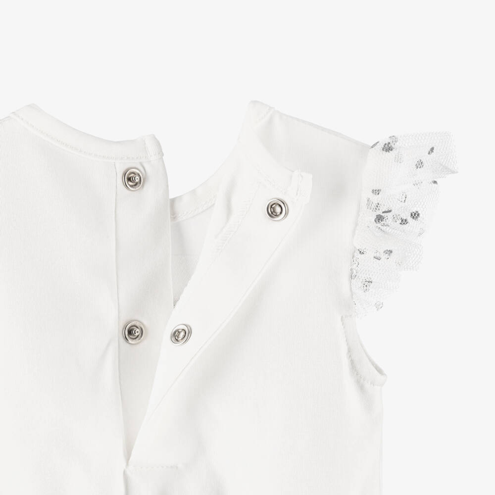 Mayoral Newborn-Baby Girls Ivory Cotton & Tulle Babysuit Set | Childrensalon