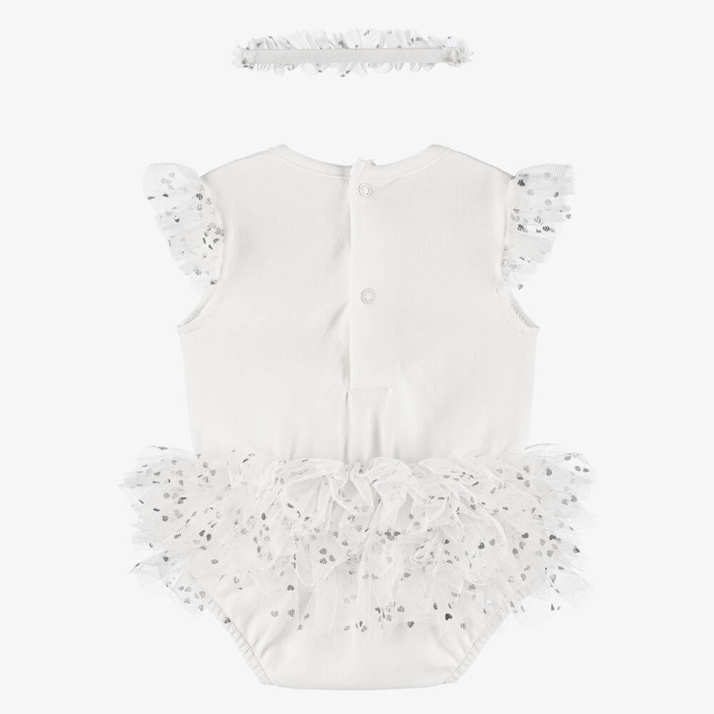 Mayoral Newborn-Baby Girls Ivory Cotton & Tulle Babysuit Set | Childrensalon